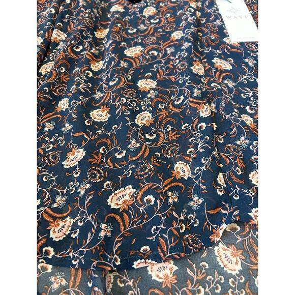 WAYF Blouse Women's Floral Peasant Size Small Navy Sheer Long Sleeve NWT - Picture 7 of 9